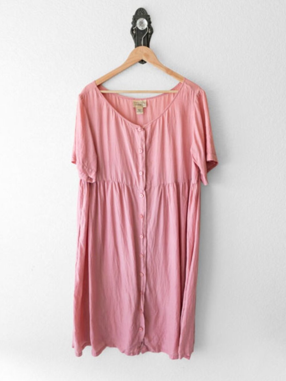 Vintage Sostanza 100% Silk Pink Babydoll Dress Lagenlook Oversized Large